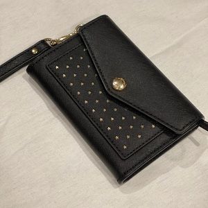 Honey Perforated Saffiano Leather Wristlet